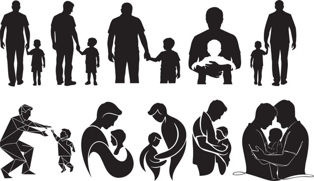 Father's day silhouette collection family love generations and parental bonds