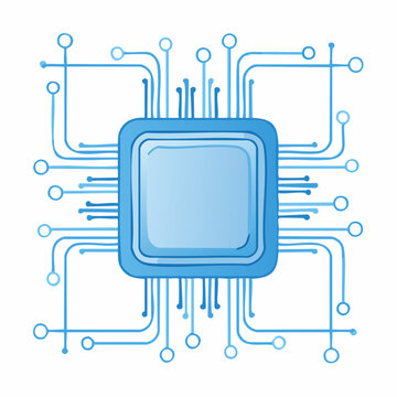 Stylized Illustration of a Microchip with Circuitry