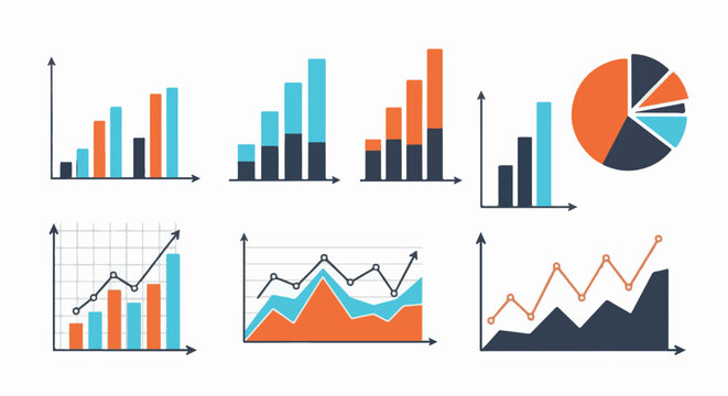 Collection of hand-drawn charts and graphs illustrating data trends and analysis