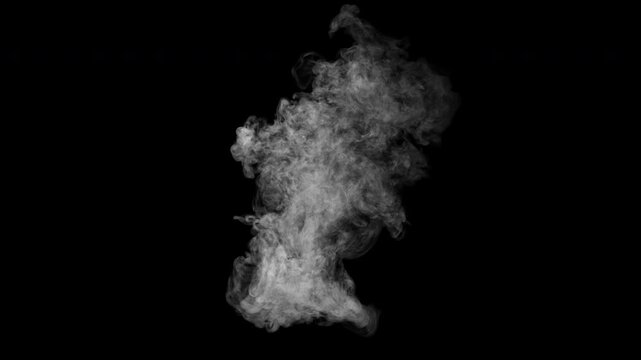 Ethereal white vapor puff dissolving in center, realistic slow-motion mist texture on transparent background 4K