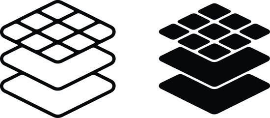 Land layers icon vector glyph and thin stroke illustration for geographic mapping, terrain analysis, and digital interfaces. © Ambiya