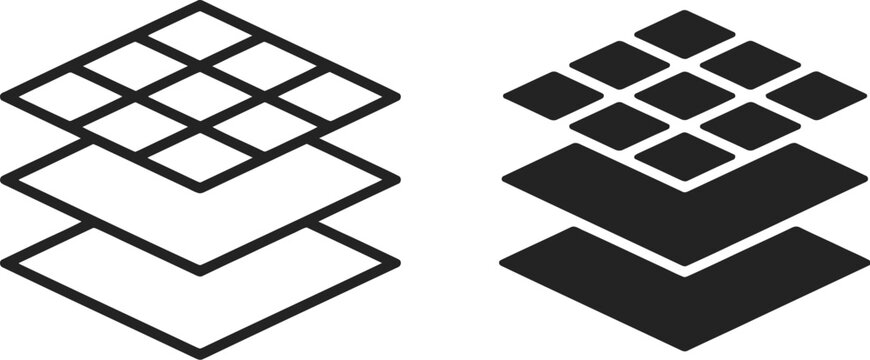 Land layers icon vector glyph and thin stroke illustration for geographic mapping, terrain analysis, and digital interfaces.