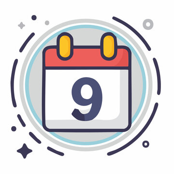 Calendar Icon with Number 9