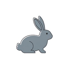 Fototapeta premium Minimalist illustration of a grey rabbit isolated on white background