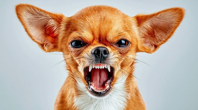 Fierce chihuahua portrait shows intense expression