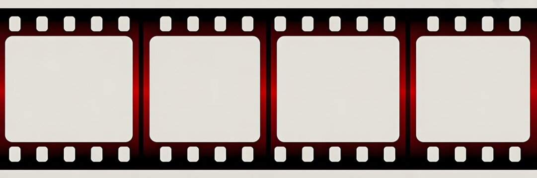 Vintage film strip frame template with retro cinema border and empty photo slideshow design
