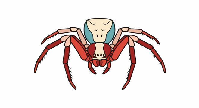 Stylized illustration of a multi-legged arachnid with segmented limbs and a patterned body