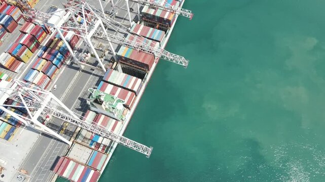 Aircraft style orbit from stern to overhead cargo view