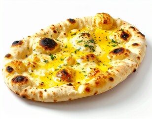 Isolated pizza on white background with cheese mozzarella tomato sauce pepperoni and ham toppings baked Italian fast food meal