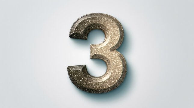 Large Metal Number Three Closeup.