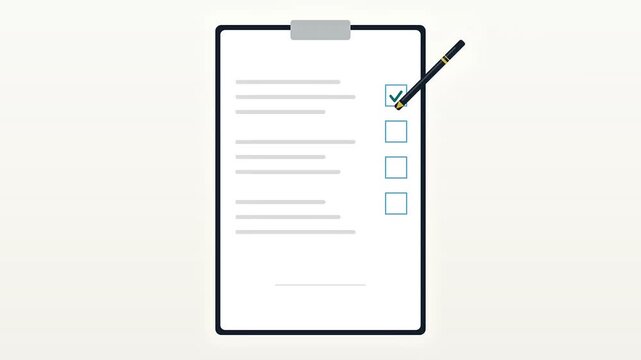 Checklist completion and signature animation for business tasks and document verification