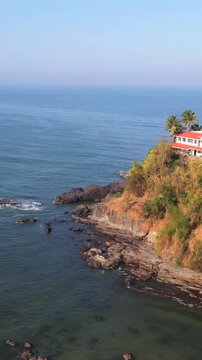 Vertical Aerial Shot of Vagator Hilltop Goa India