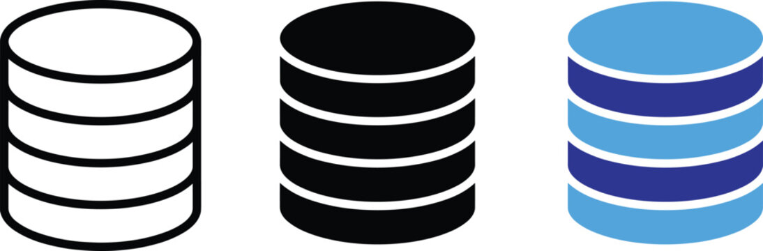 Cloud memory drive server database flat vector icons illustration design collection