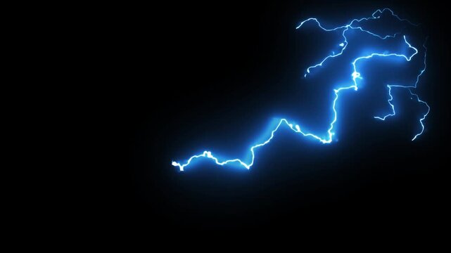 Lightning power overlay on green screen, Electric lightning, Animated bolt strikes, lightning storm, blue light force effect, Blue Lightning flash Thunderbolt isolated on black background