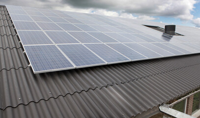 Solar panels at the roof of a stable of a farm © A