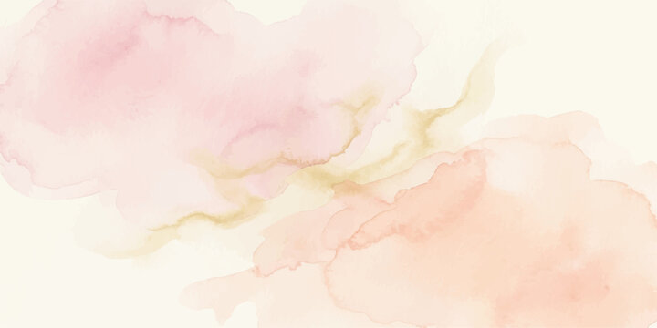 Soft watercolor washes in delicate shades of pink, peach, and gold blend seamlessly, creating an abstract and serene background with a dreamy, ethereal quality.