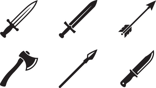 Medieval Weapon Icons Set Vector Illustration