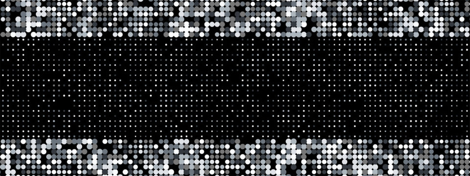 Hexagon sequin silver and disco ball bg with pattern glitter seamless. Background texture white and black paillette sequins with dot luxury grunge. Rhinestone snow yin and repeat fabric mosaic.