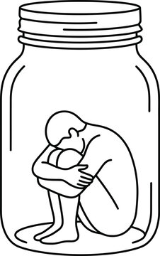 Feeling trapped and lonely person 
