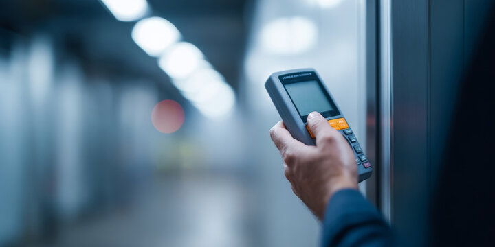 Handheld device scanning access control panel