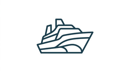 Modern Cruise Ship Outline Icon Transportation Symbol. © Lok