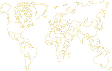 Fototapeta premium World Map Outline Vector with Political Country Borders