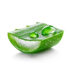 Obraz premium Refreshing aloe vera slice with dewy water droplets