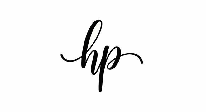 Elegant black cursive calligraphy of two letters on a white background
