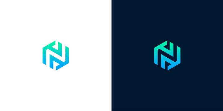 Sleek and dynamic abstract hexagonal symbol, featuring a modern blue-green gradient, perfect for innovative technology branding, digital solutions, or contemporary business logos