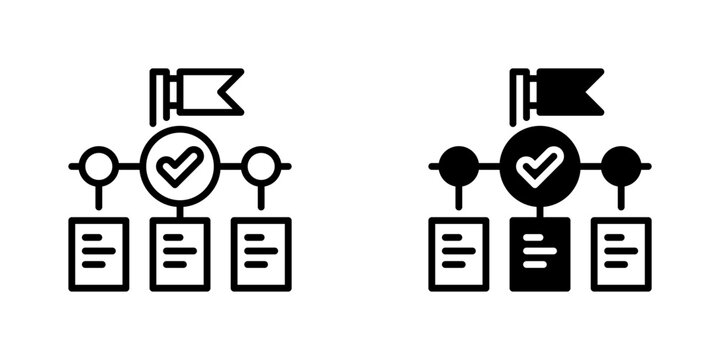 Project Timeline Line Icon, Outline Symbol for Deadline Tracking, Task Scheduling, Milestone Planning, Progress Monitoring, and Workflow Management. Vector Sign Icon.