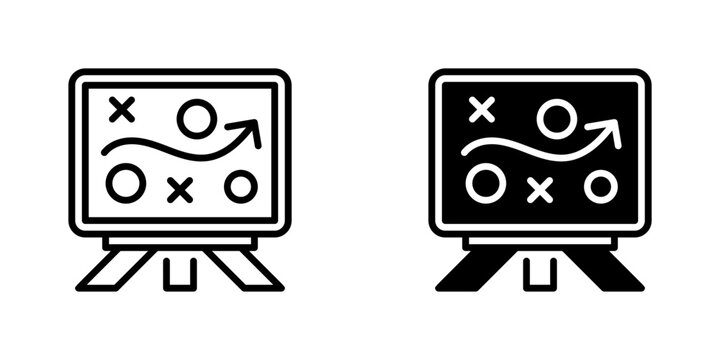 Strategy Board Line Icon, Outline Symbol for Business Planning, Tactical Decision, Team Brainstorming, Corporate Vision, and Market Analysis. Vector Sign Icon.