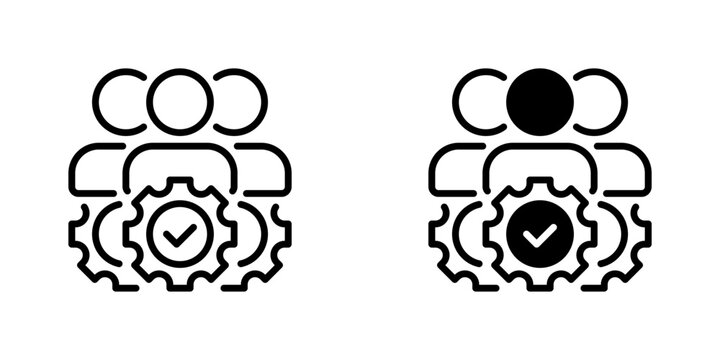 Teamwork Line Icon, Outline Symbol for Group Collaboration, Employee Partnership, Corporate Synergy, Mutual Support, and Office Brainstorming. Vector Sign Icon.