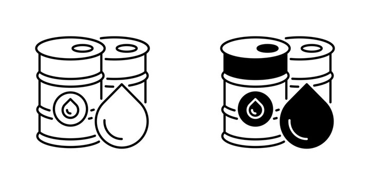 Oil Barrel Line Icon, Outline Symbol for Fuel Storage, Petroleum Refining, Energy Supply, Resource Transport, and Chemical Logistics. Vector Sign Icon.