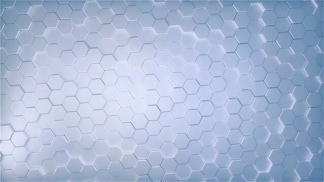 Hexagonal grid white metallic pattern abstract background 3d render