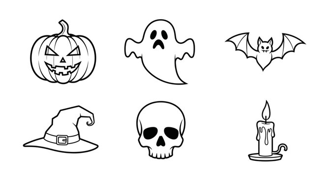 Halloween icons and symbols set.