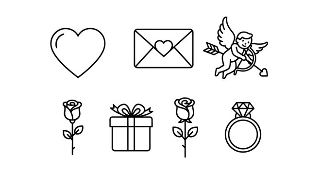 Valentine's Day icons and symbols.