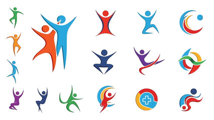 Obraz premium Abstract human figures in various poses for conceptual designs and branding