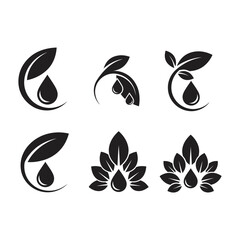 Fototapeta premium Eco Friendly Droplet & Leaf Icons Set