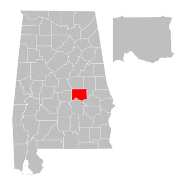 Elmore County Highlighted on Alabama State Map Vector
