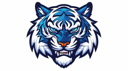 Fototapeta premium Vivid tiger head graphic bold design featuring intense blue and white hues