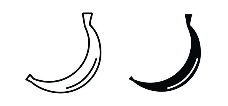 banana vector icon set black filled and outlined style.