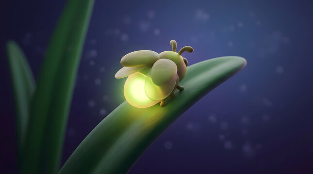 Clay Style Glowing Lightning Bug at Night