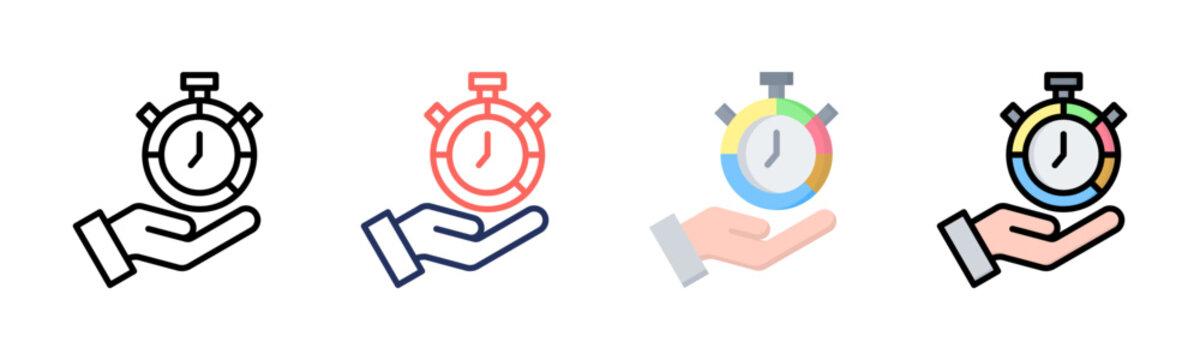 Time Allocation icon set multiple style collection