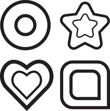 Geometric shape outlines vector set with circle star heart and square icons