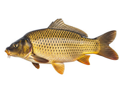 Large brown carp fish swimming in water