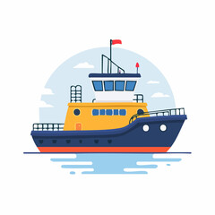 Fototapeta premium Illustration of a Tugboat on the Water