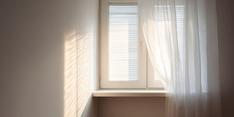 Sunlight through window with sheer curtains