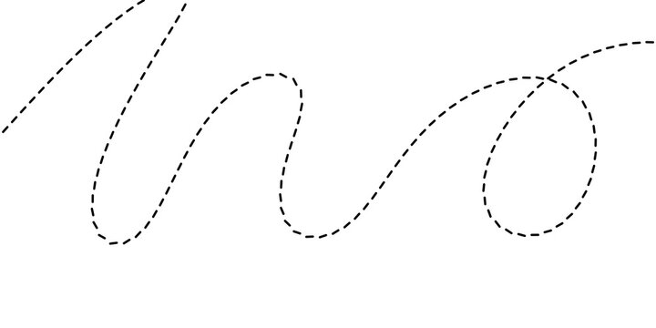 Minimalist abstract graphic illustration with a continuous, wavy dashed line pattern, suitable for modern design, digital backgrounds, and simple conceptual artwork