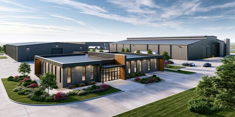 Obraz premium Contemporary industrial building exterior view