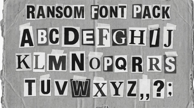 Ransom font pack uppercase letters and punctuation.